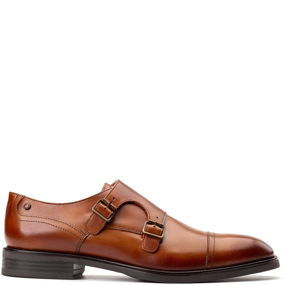 Taper Waxy Monk Strap Shoes Tan