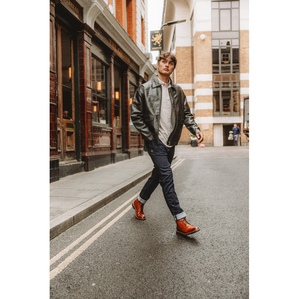 Bristol Washed Brogue Boots Tan