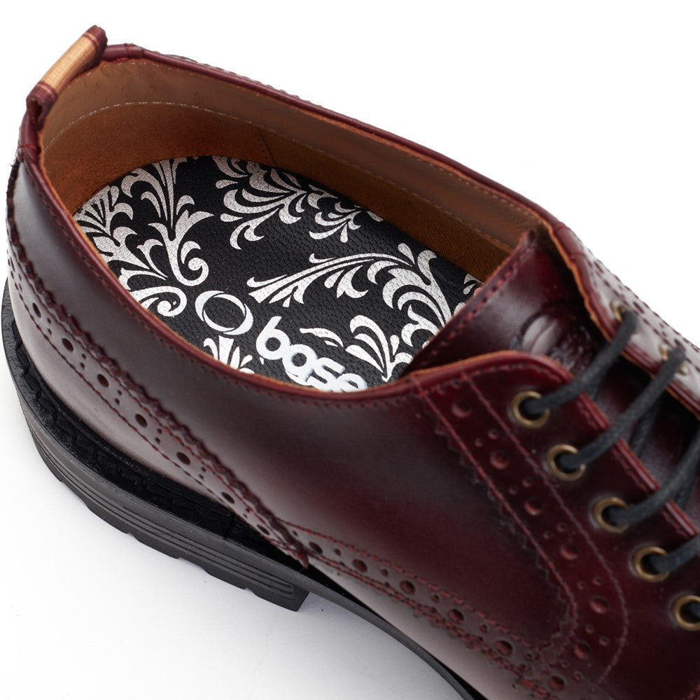 Jagger Burnished Brogue Shoes Bordo