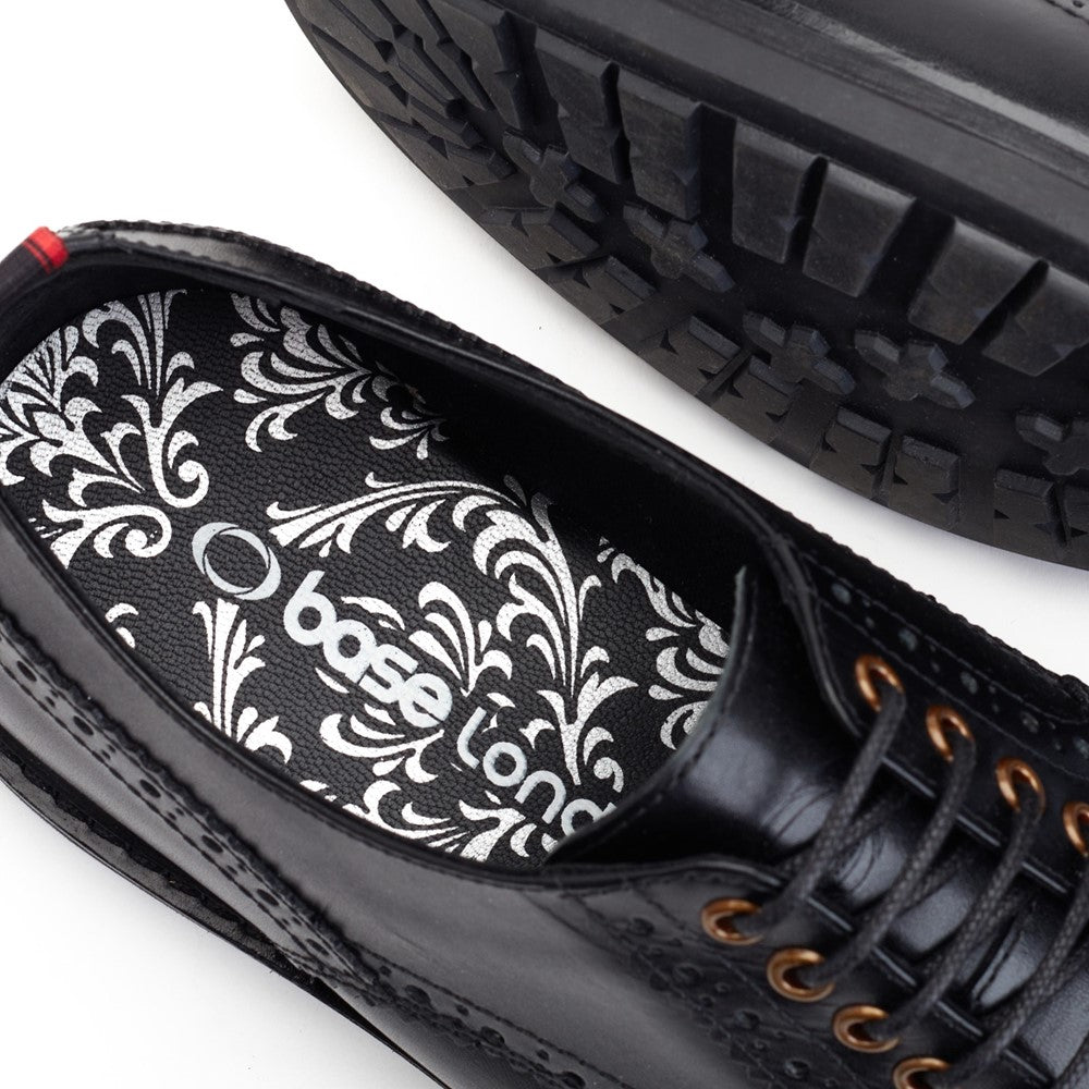 Jagger Waxy Brogue Shoes Black