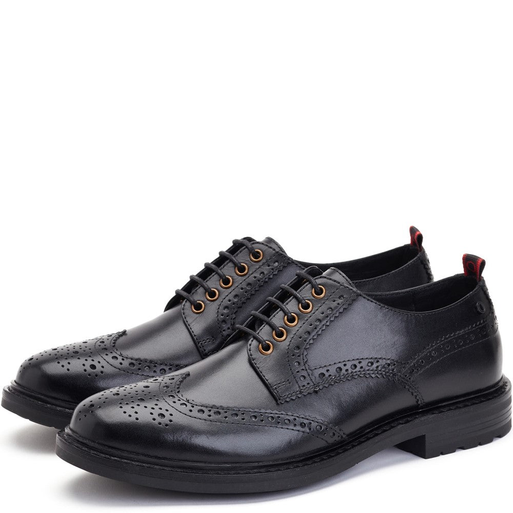 Jagger Waxy Brogue Shoes Black