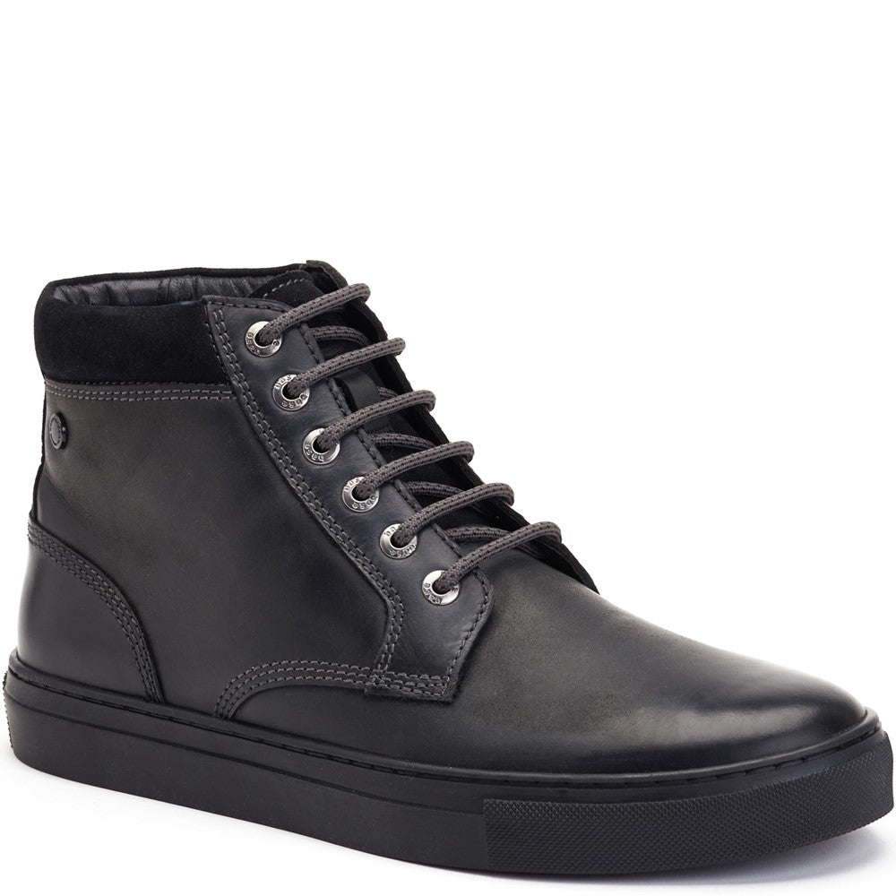 Cabbie High-Top Leather Trainers Black