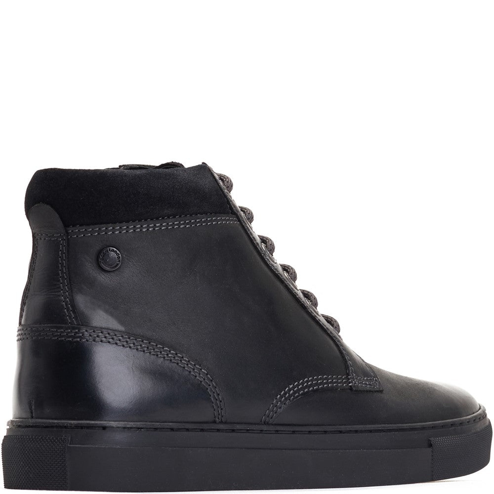 Cabbie High-Top Leather Trainers Black