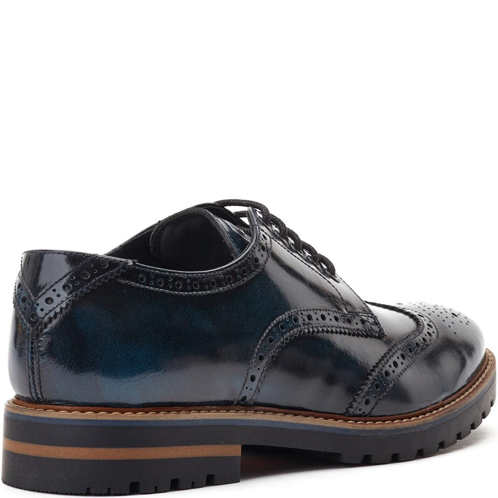 Gibbs Hi Shine Brogue Shoes Navy