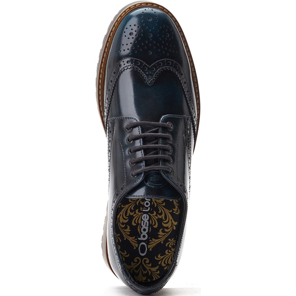 Gibbs Hi Shine Brogue Shoes Navy