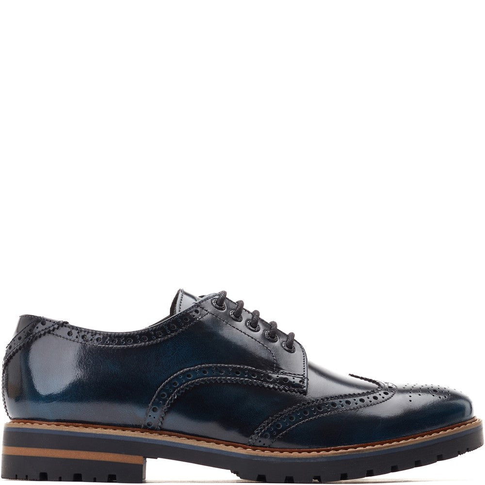Gibbs Hi Shine Brogue Shoes Navy