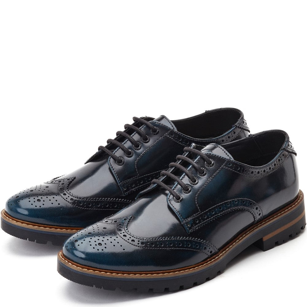 Gibbs Hi Shine Brogue Shoes Navy
