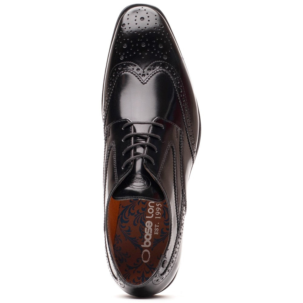 Steeple Hi Shine Brogue Shoes Black