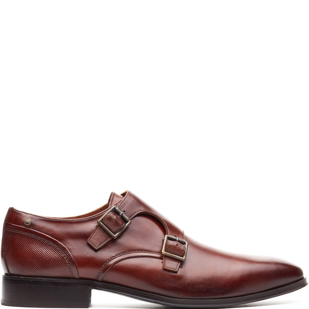 Cleric Leather Double Monk Shoes Tan