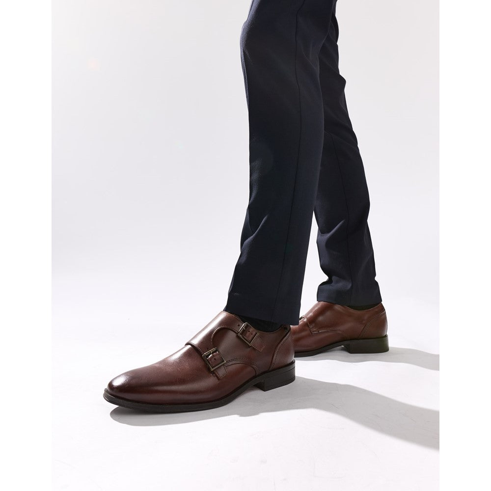 Cleric Leather Double Monk Shoes Tan