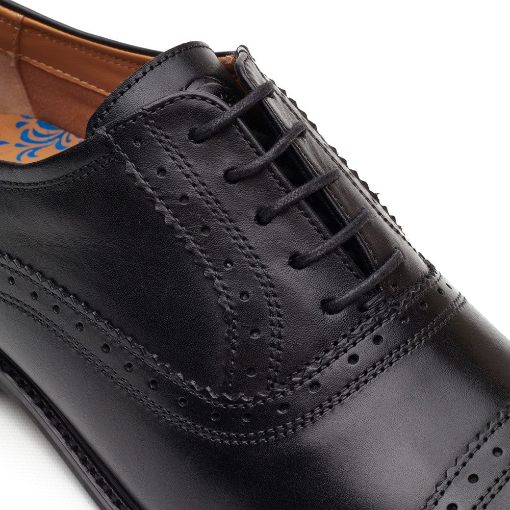Ascot Leather Oxford Brogue Shoes Black