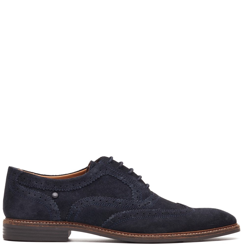 Clarence Suede Brogue Shoes Navy