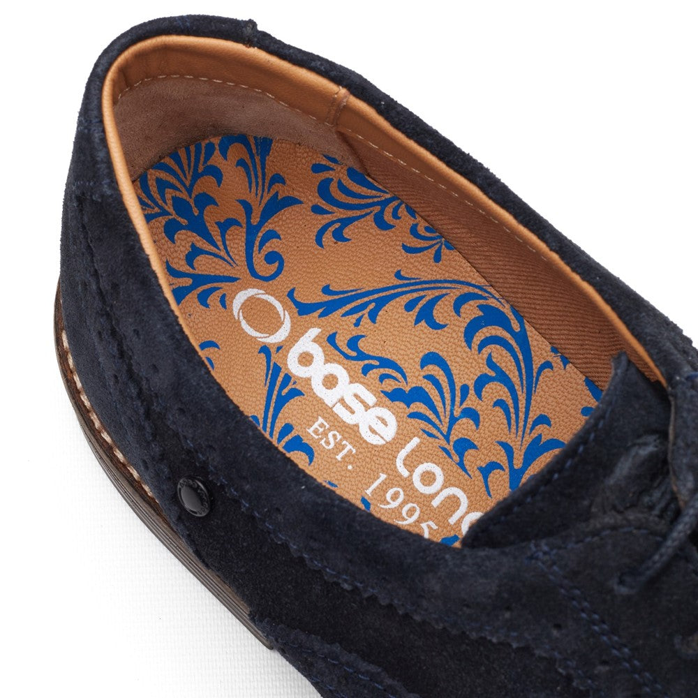 Clarence Suede Brogue Shoes Navy