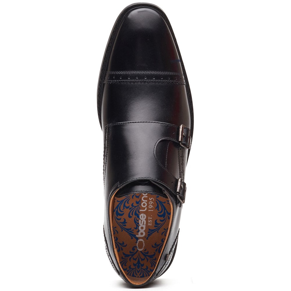 Henley Leather Double Monk Shoes Black