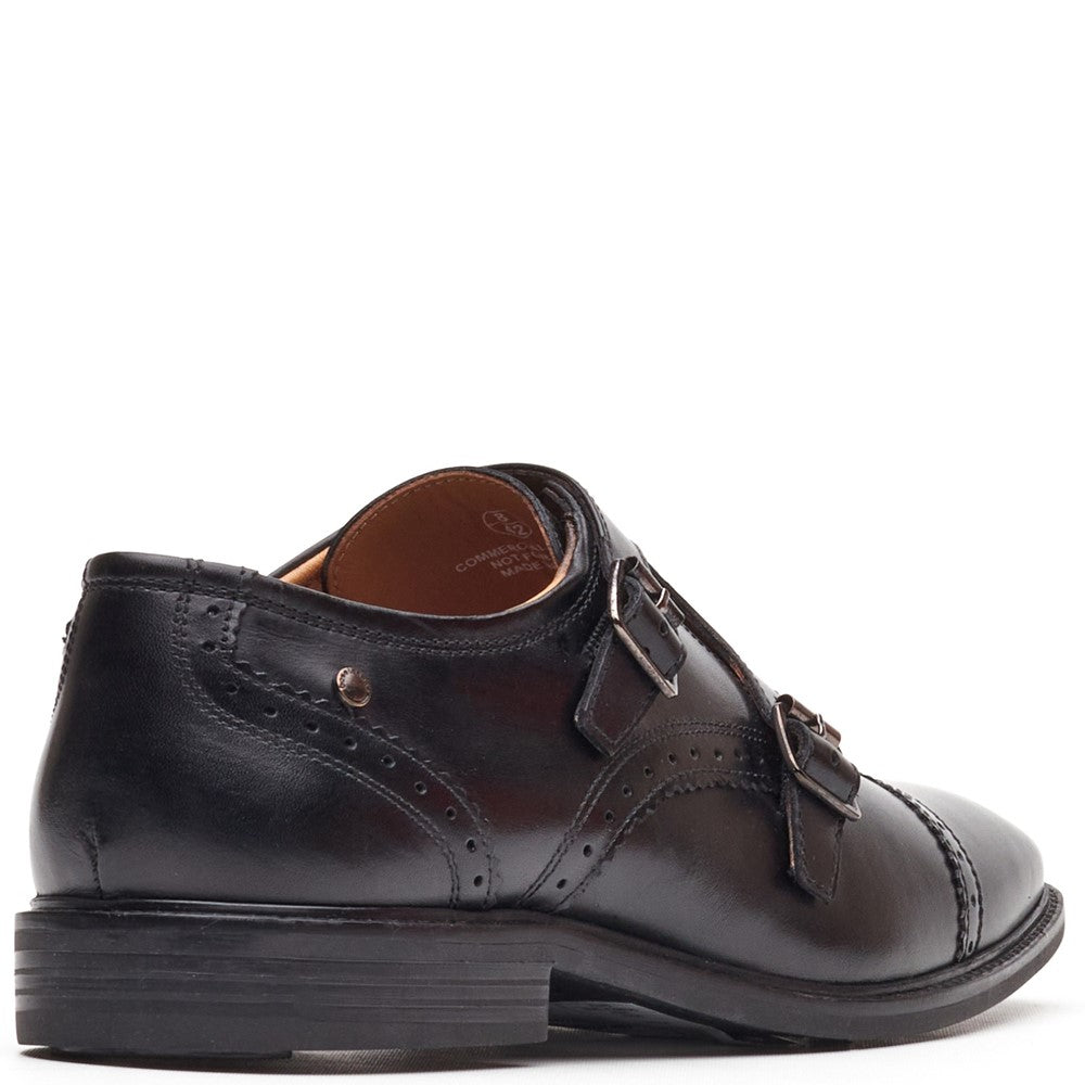 Henley Leather Double Monk Shoes Black