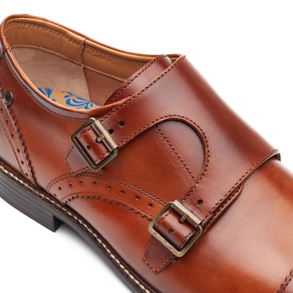 Henley Leather Double Monk Shoes Tan