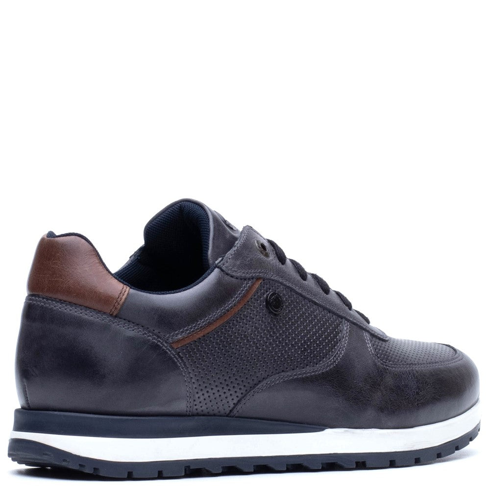 Lancaster Leather Trainer Navy
