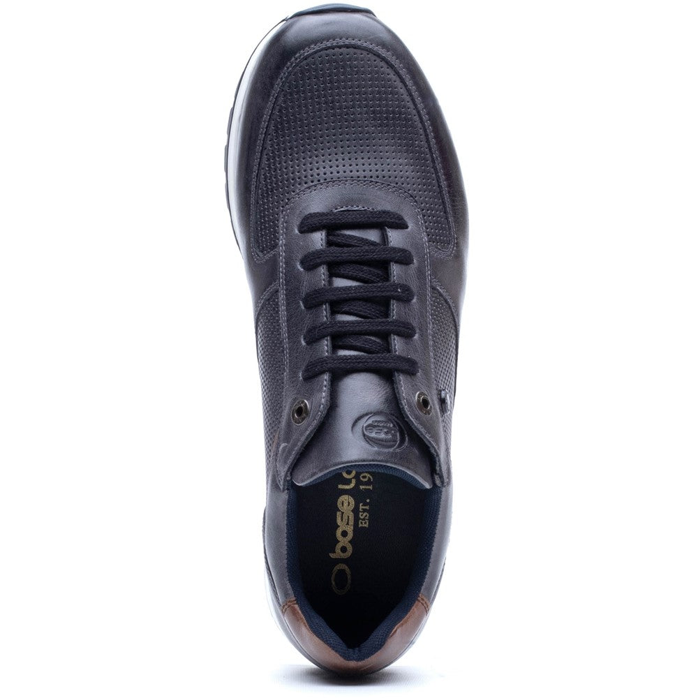 Lancaster Leather Trainer Navy