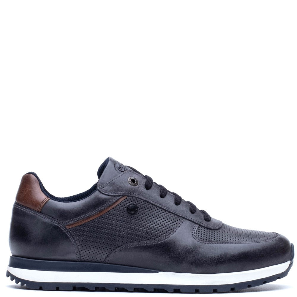 Lancaster Leather Trainer Navy