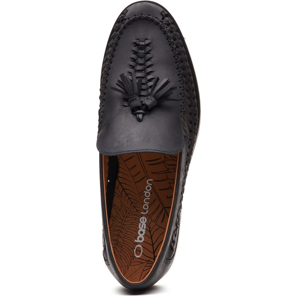 Bracken Leather Weave Loafer Navy