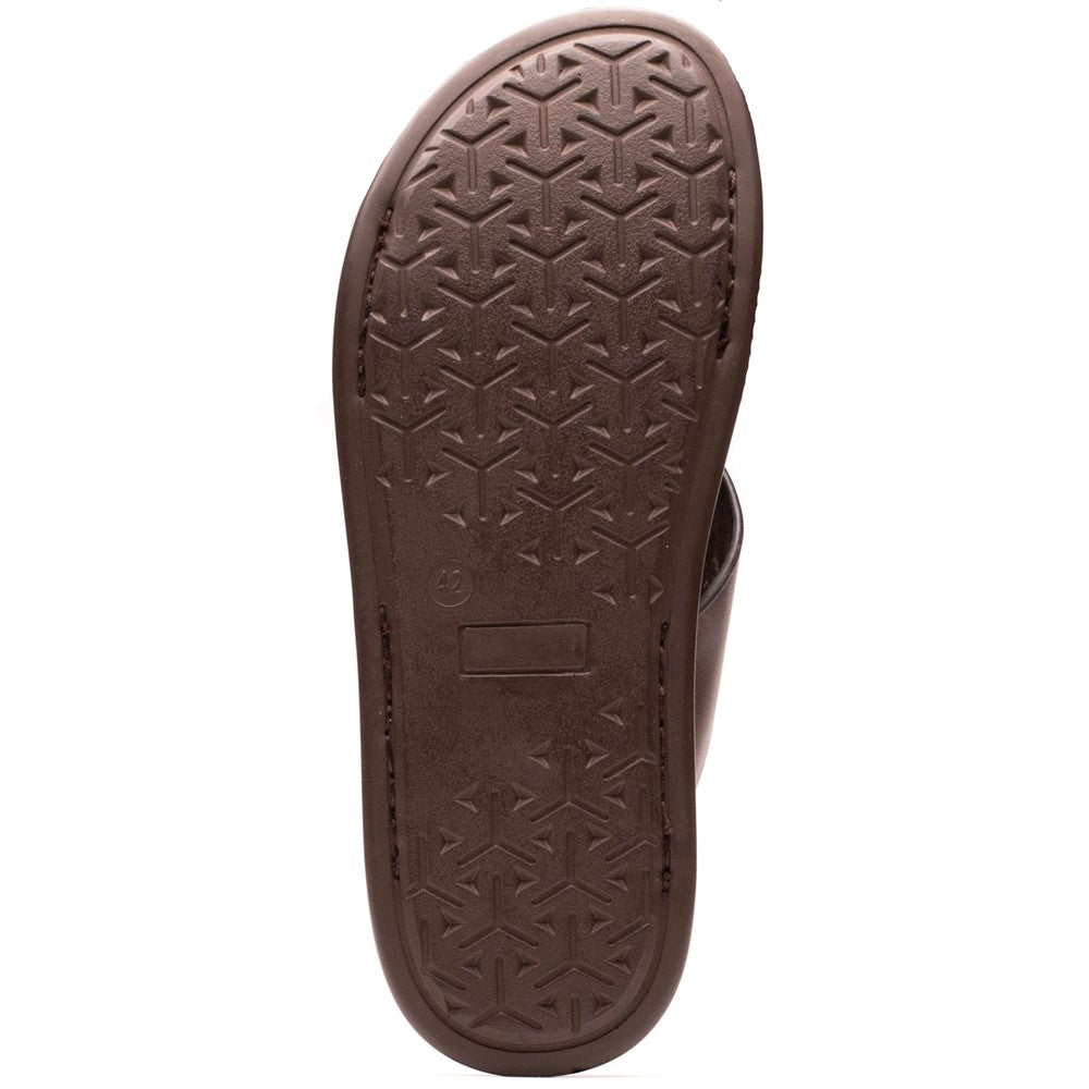 Drift Leather Cross Strap Sandals Brown