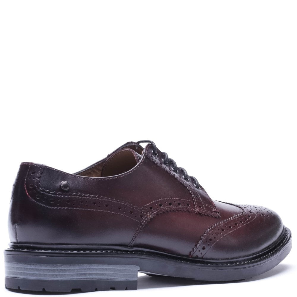 Tanner Waxy Brogue Shoes Bordo