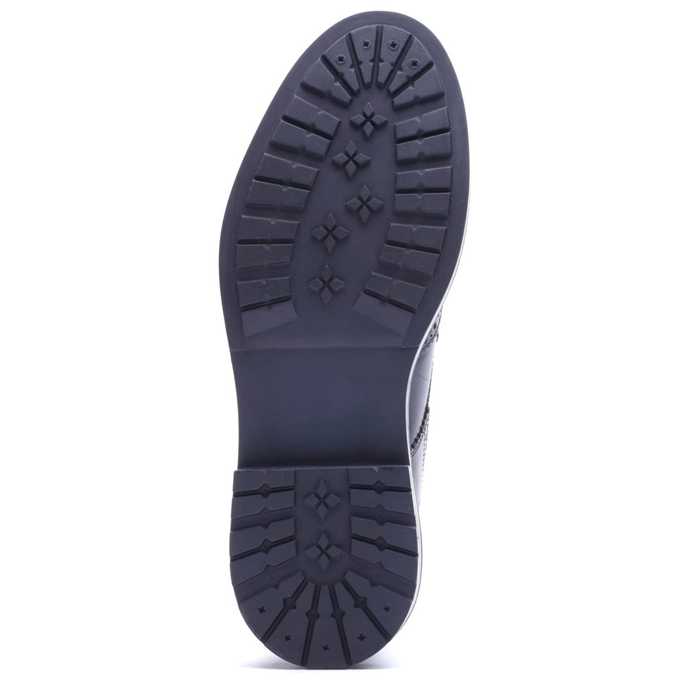Foster Waxy Brogue Boots Black