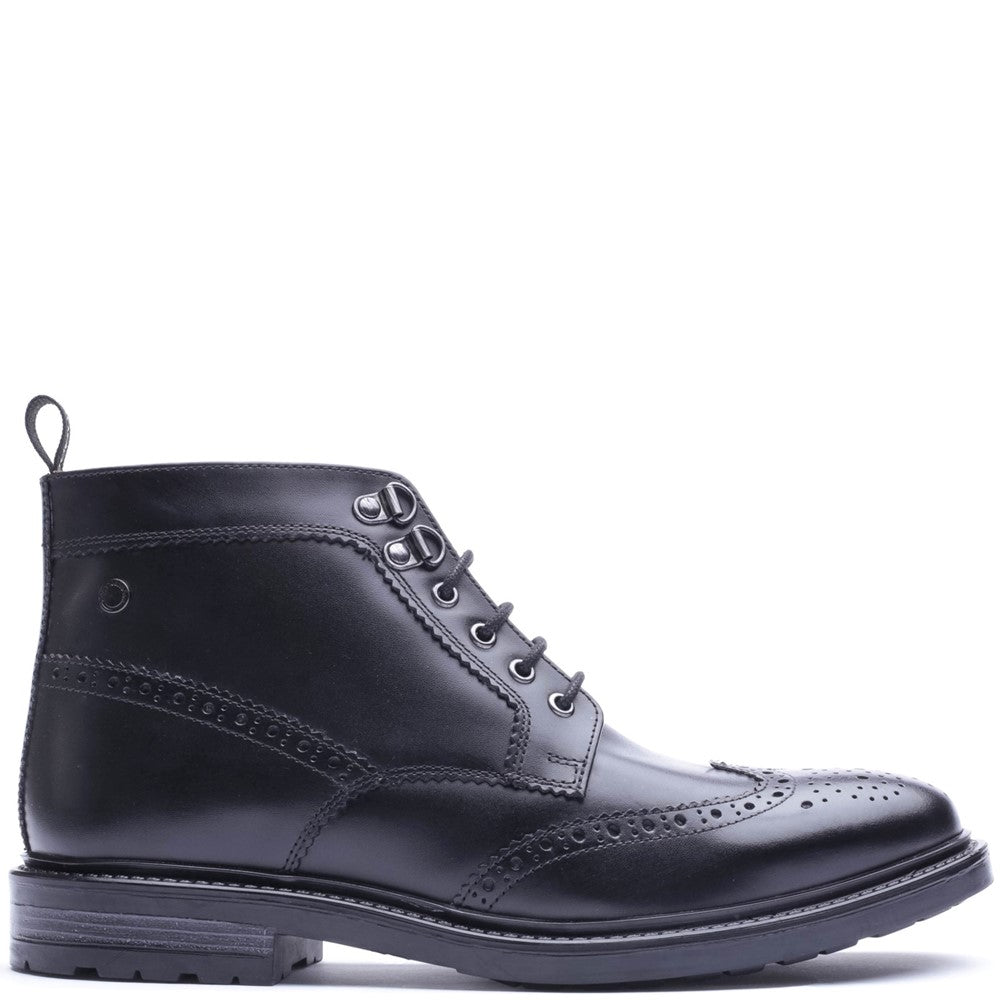 Foster Waxy Brogue Boots Black