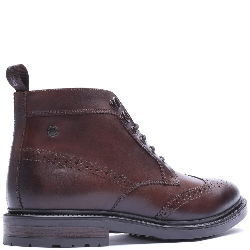 Foster Waxy Brogue Boots Brown