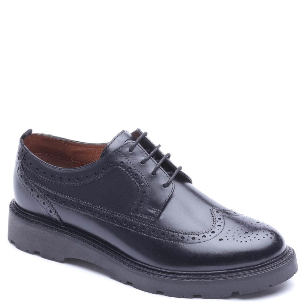 Phase Waxy Brogue Shoes Black