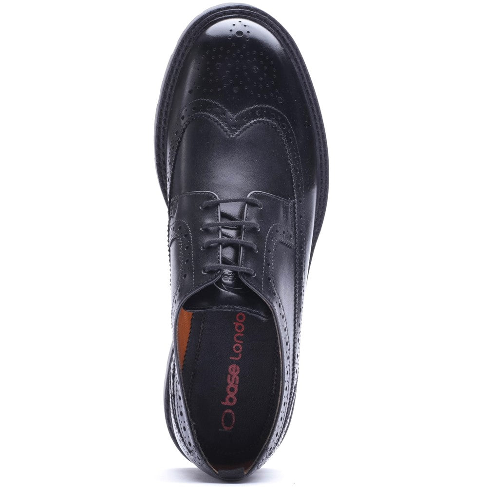 Phase Waxy Brogue Shoes Black