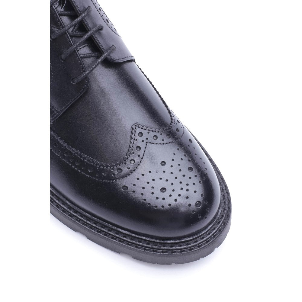 Phase Waxy Brogue Shoes Black