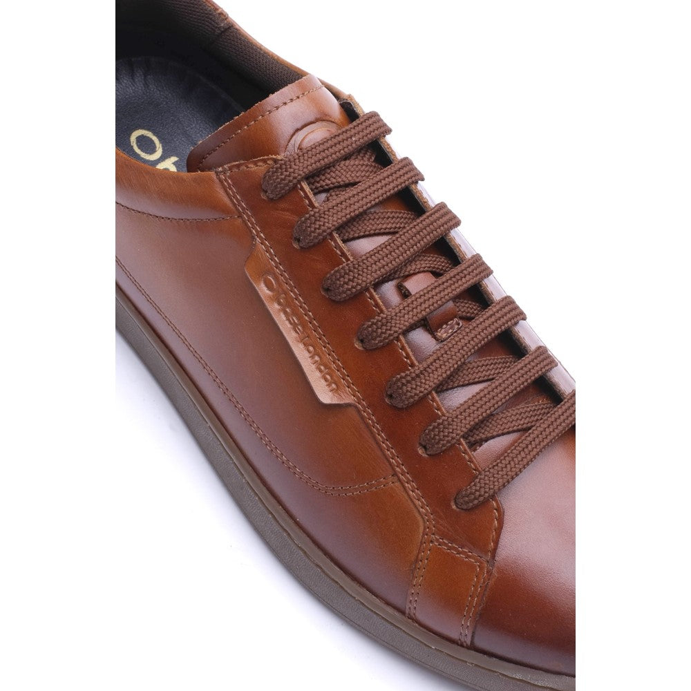 Zammo Waxy Lace Up Trainers Tan