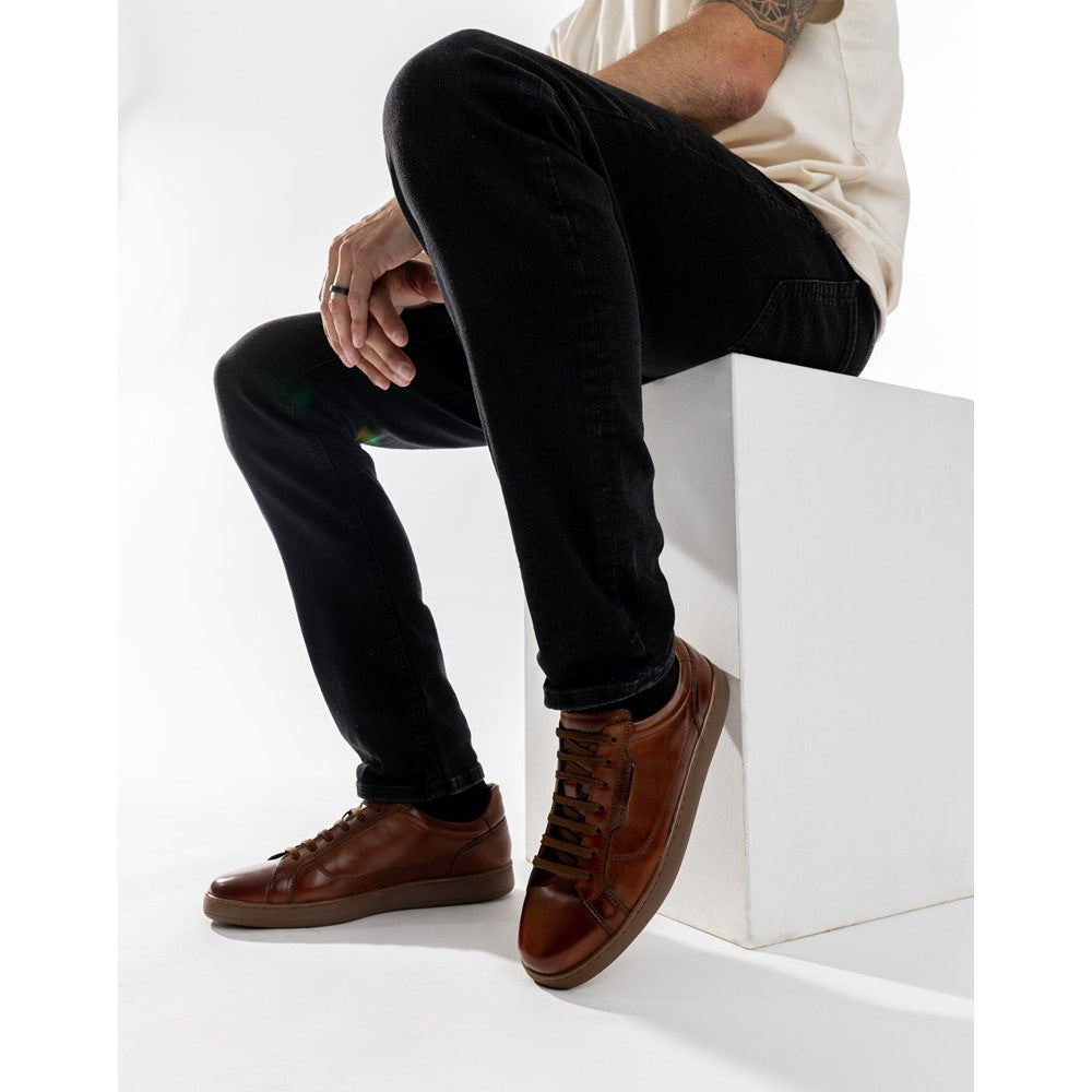 Zammo Waxy Lace Up Trainers Tan