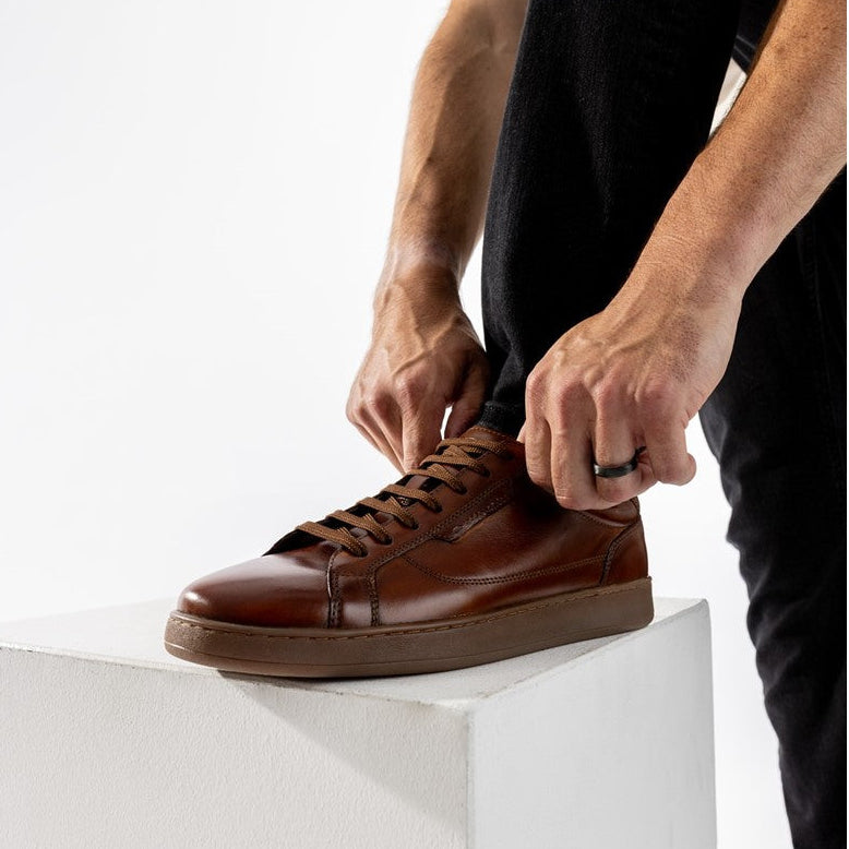 Zammo Waxy Lace Up Trainers Tan