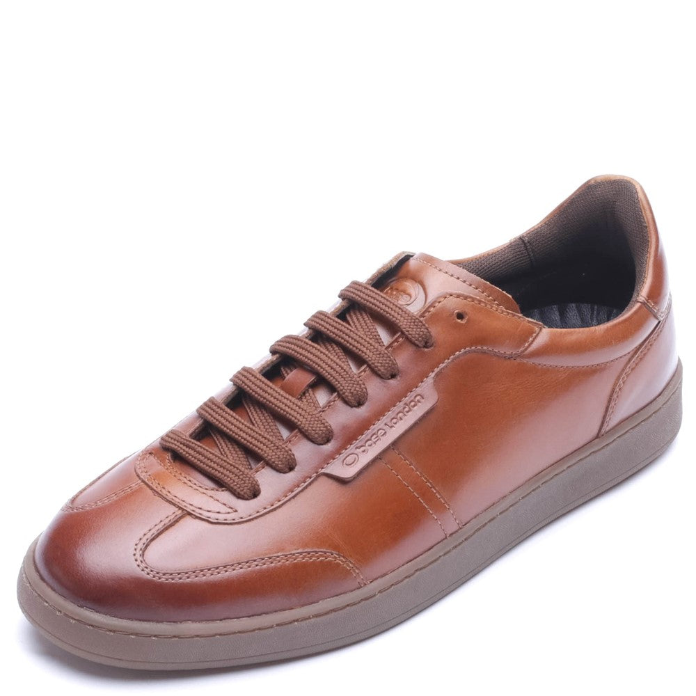 Tucker Waxy Lace Up Trainers Tan