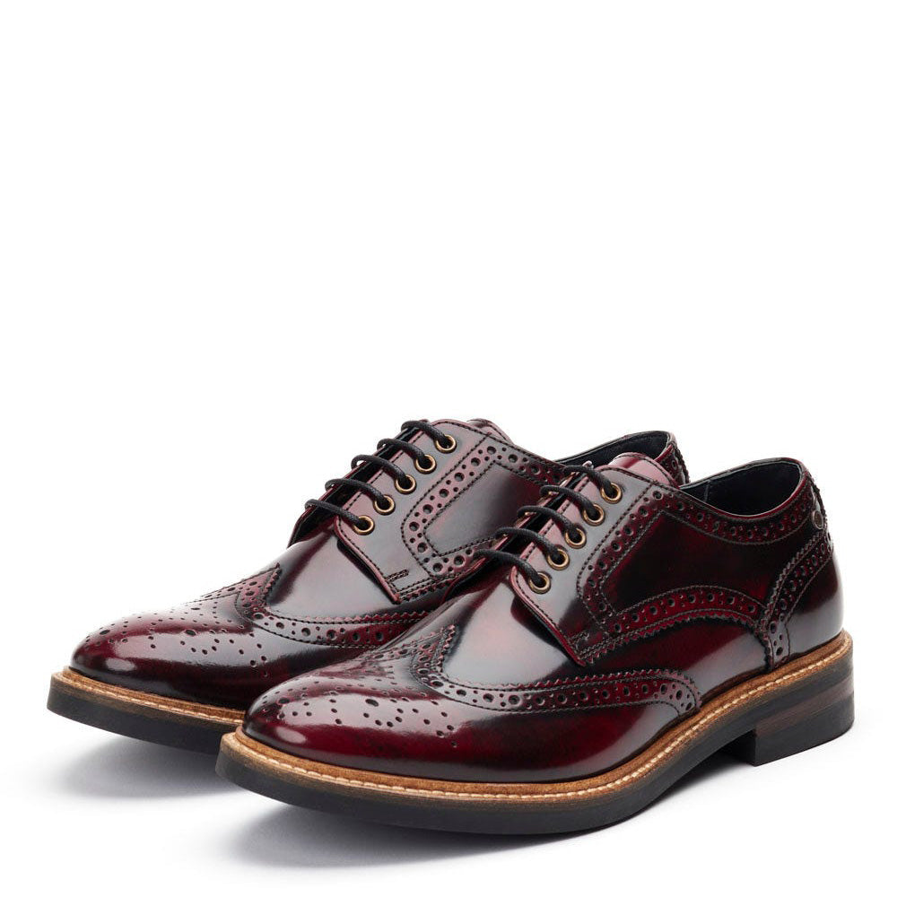 Woburn Hi Shine Brogue Shoes Bordo