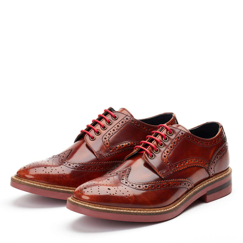 Woburn Hi Shine Brogue Shoes Tan