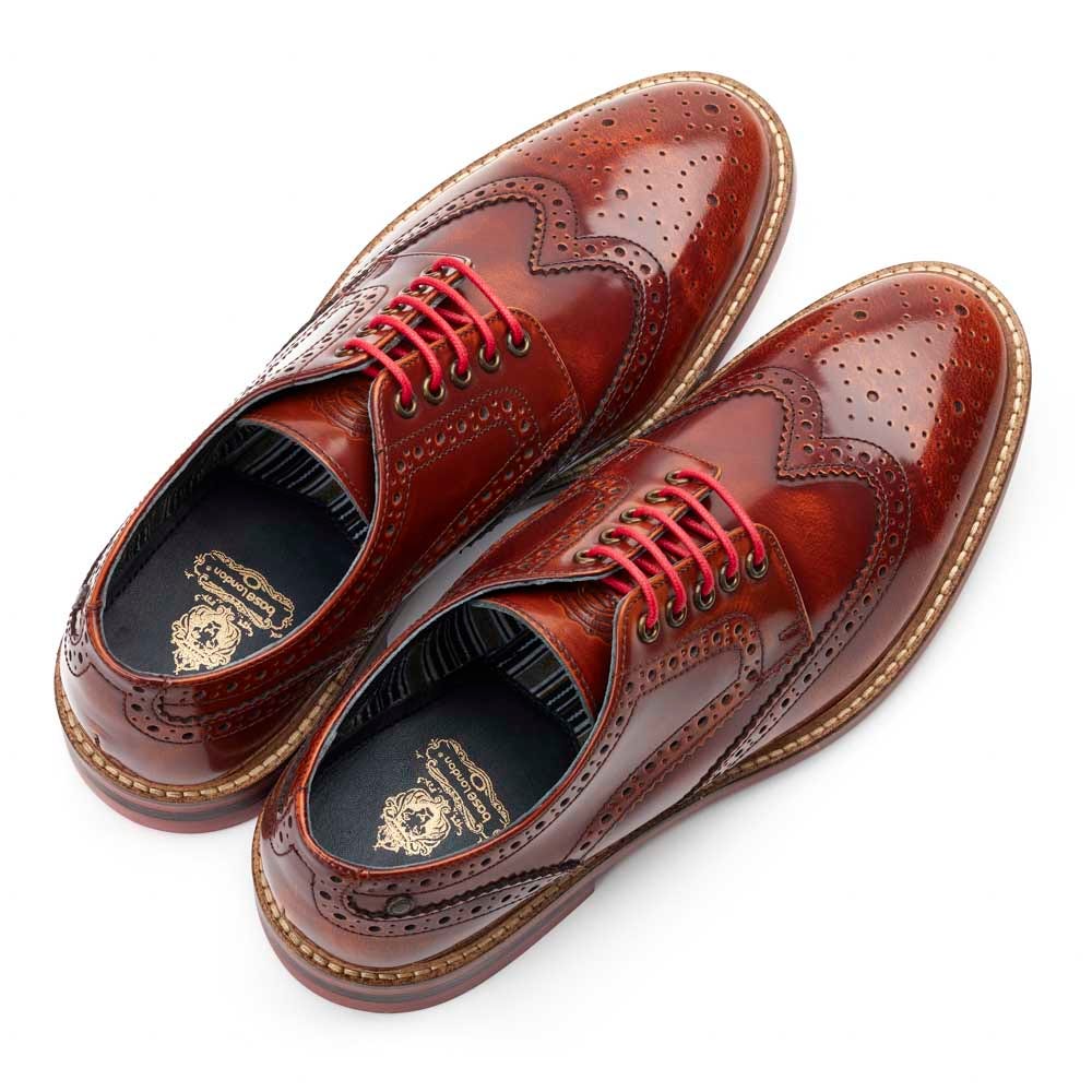 Woburn Hi Shine Brogue Shoes Tan