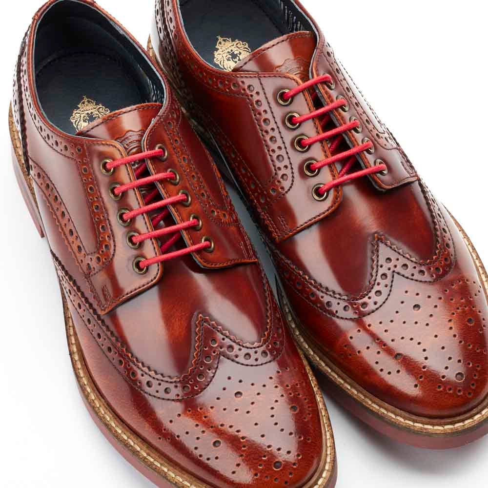 Woburn Hi Shine Brogue Shoes Tan