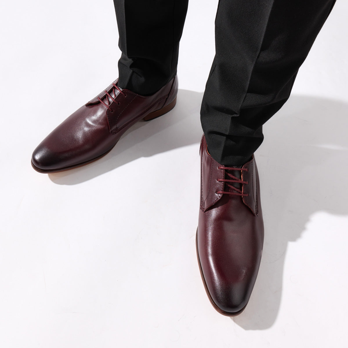 Gambino Waxy Derby Shoes Bordo