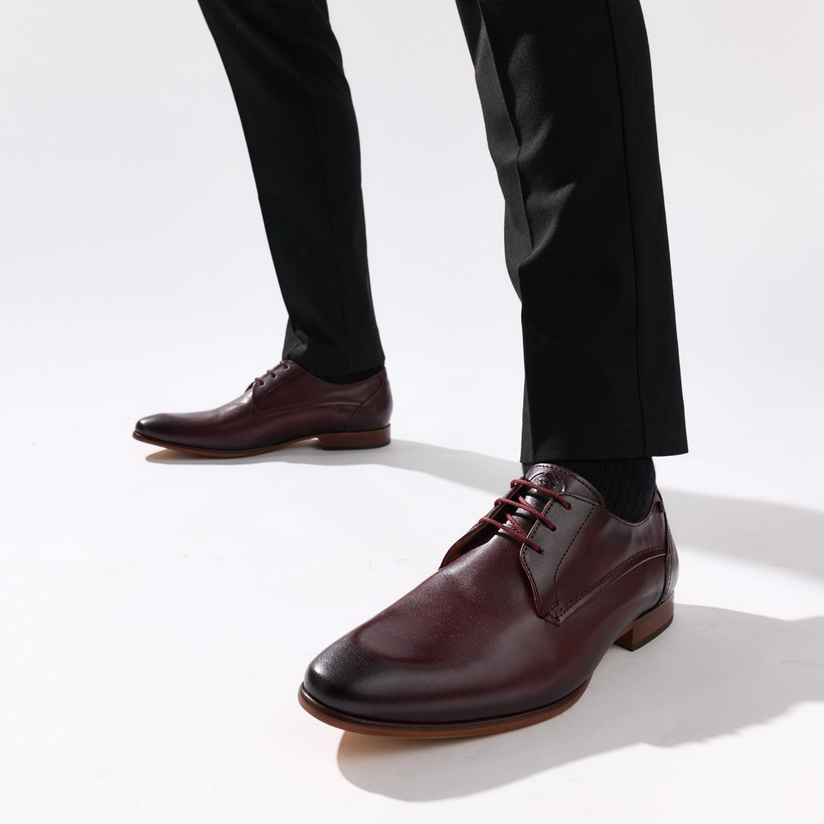 Gambino Waxy Derby Shoes Bordo