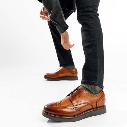 Joe Washed Brogue Shoes Tan