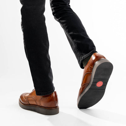 Joe Washed Brogue Shoes Tan