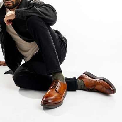 Joe Washed Brogue Shoes Tan