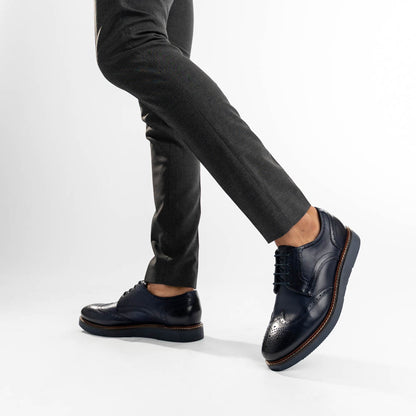 Joe Washed Brogue Shoes Navy