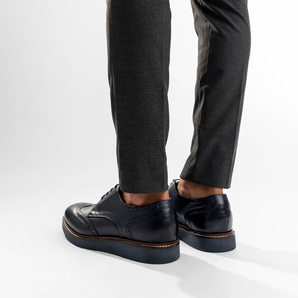 Joe Washed Brogue Shoes Navy