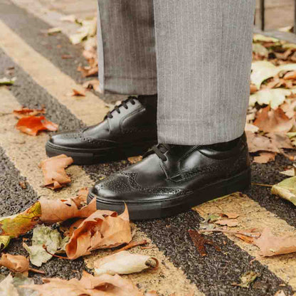 Clapton Washed Brogue Trainers Black
