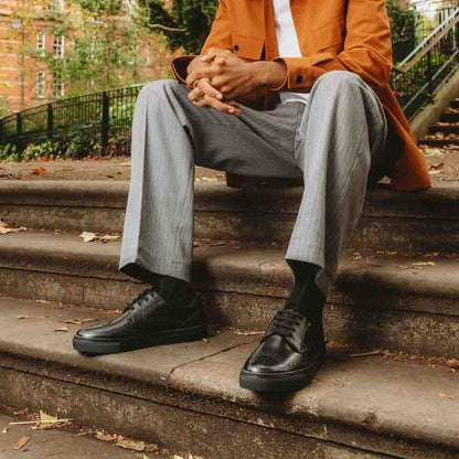 Clapton Washed Brogue Trainers Black