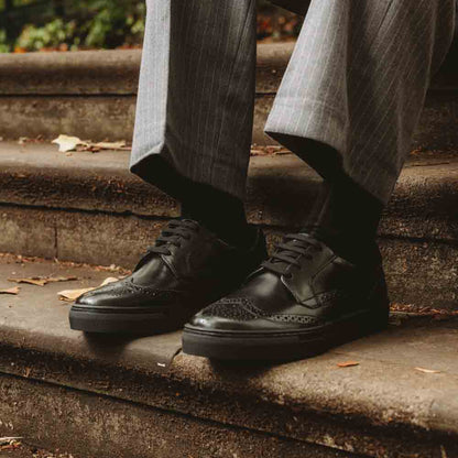 Clapton Washed Brogue Trainers Black